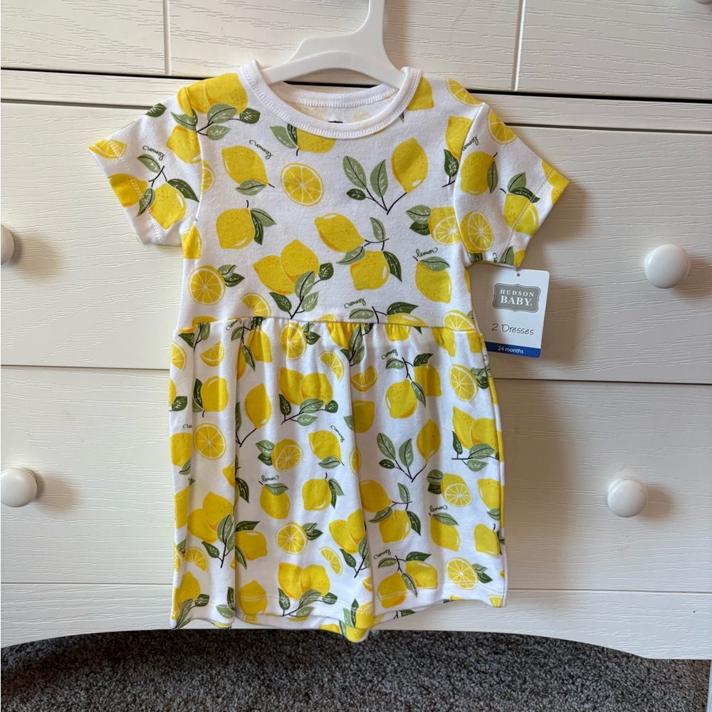 Hudson Baby Lemon Print Dress - Yellow and White